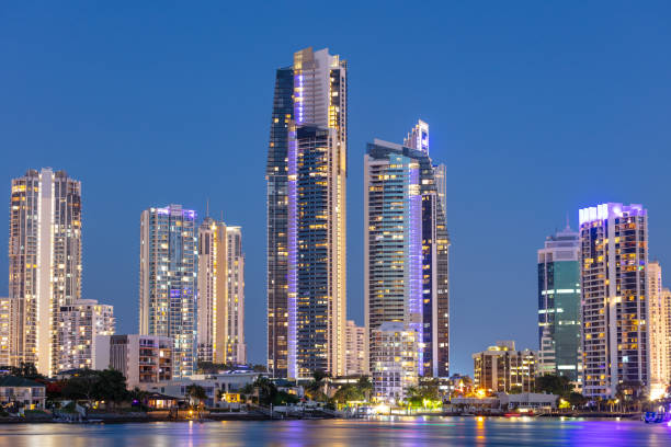 The Gold Coast is a metropolitan region south of Brisbane, Queensland, Australia. It is a popular tourist destination with long sandy beaches, surfing, inland canals and waterways.