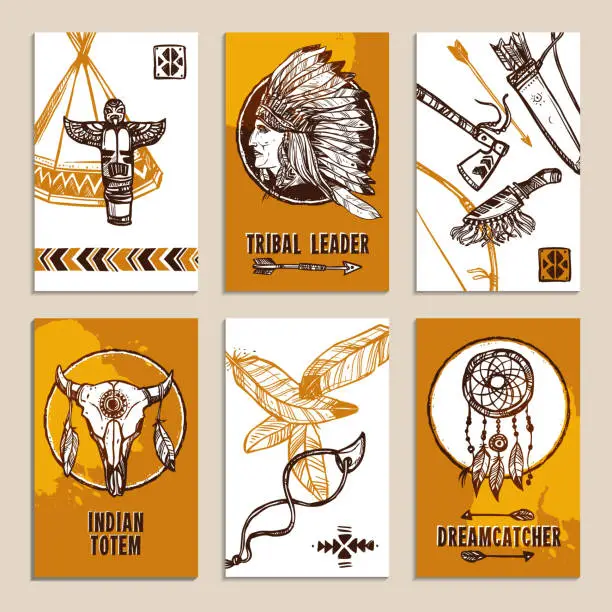 Vector illustration of ethnic cards