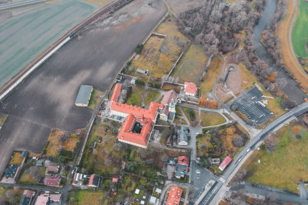 istock Aerial view of town 1201329542