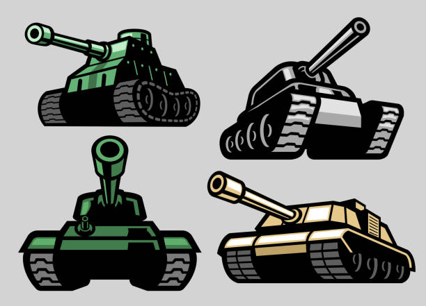 군사 탱크의 세트 번들 - military fort stock illustrations