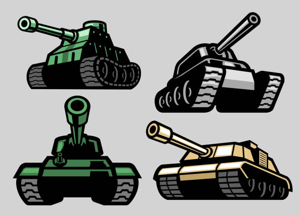 set bundle of military tank vector of set bundle of military tank combat infantry badge stock illustrations