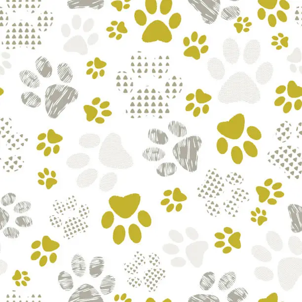 Vector illustration of Seamless pattern with patterned paws.