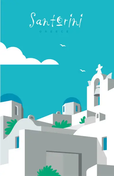 Vector illustration of Santorini Greece