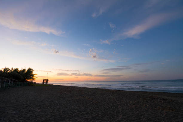 istock Life guard tower at sunrise. 1201339598