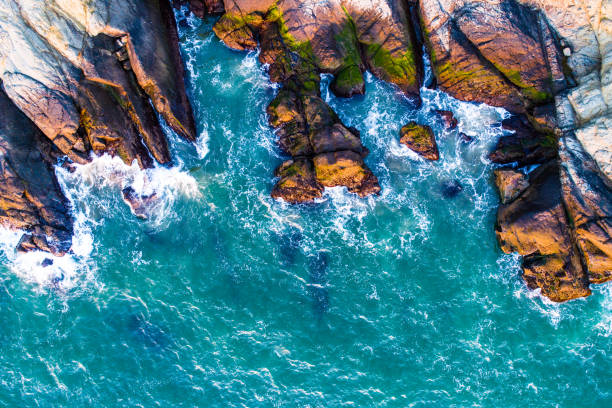 istock Straight down Drone angle above Rocky California Pacific Highway Coastline 1201342368