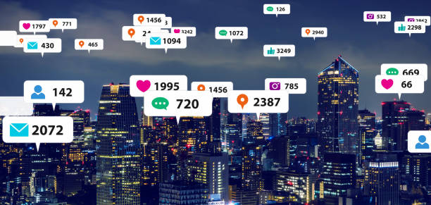istock Social media and notificaition icons. Social networking service. 1201354313