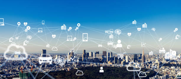 smart city and iot (internet of things) concept. communication network. - growth global business global communications healthcare and medicine imagens e fotografias de stock