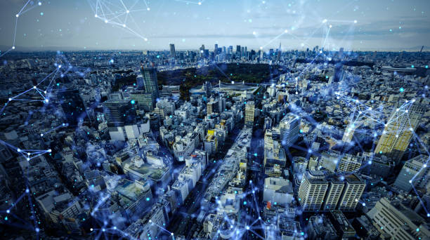 istock Smart city and communication network concept. 5G. LPWA (Low Power Wide Area). Wireless communication. 1201354370
