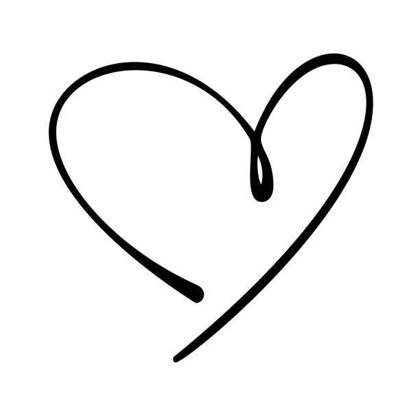 Hand-drawn doodle heart Hand drawn vector heart line art on white background brush stroke heart stock illustrations
