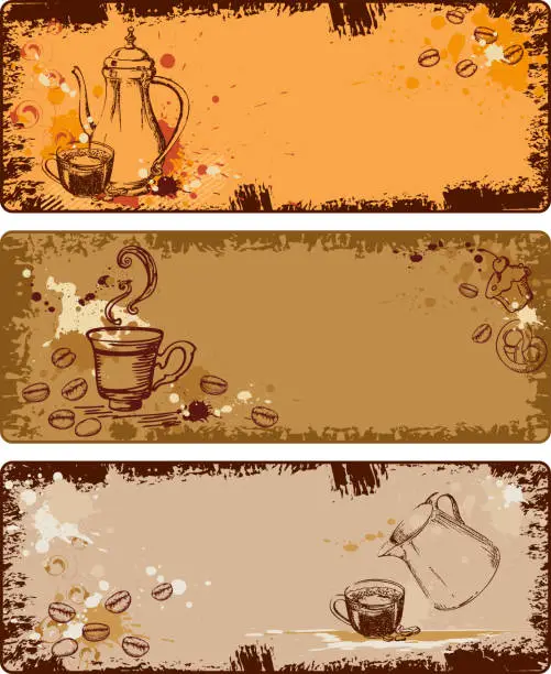 Vector illustration of set of coffee banners
