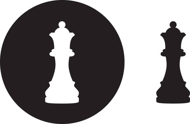 illustrazioni stock, clip art, cartoni animati e icone di tendenza di icona di black circle queen chess piece - regina di scacchi