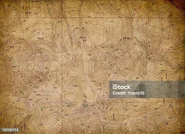 Vintage Topographical Map Texture Stock Photo - Download Image Now - Map, Old, Topography