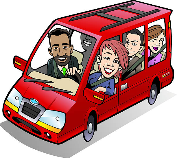 Minivan Carpool! vector art illustration