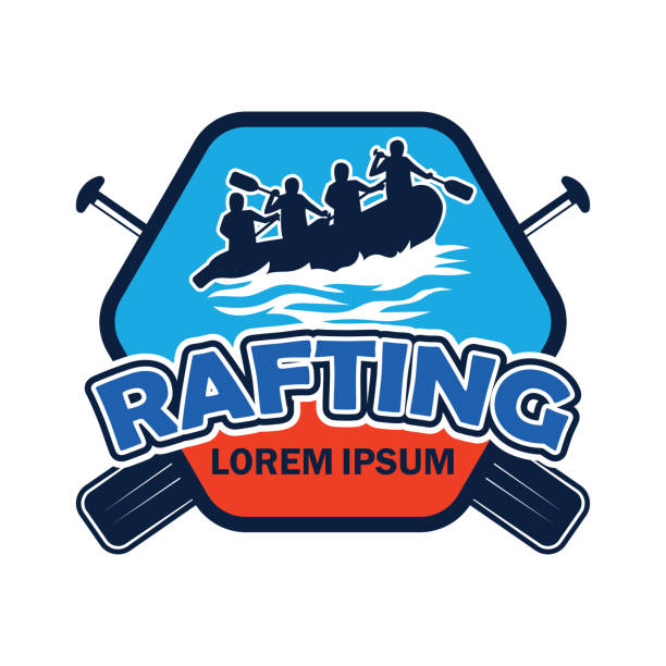 insygnia raftingowe z przestrzenią tekstową dla twojego sloganu / sloganu, ilustracja wektorowa - sports team teamwork sport rowing fun stock illustrations