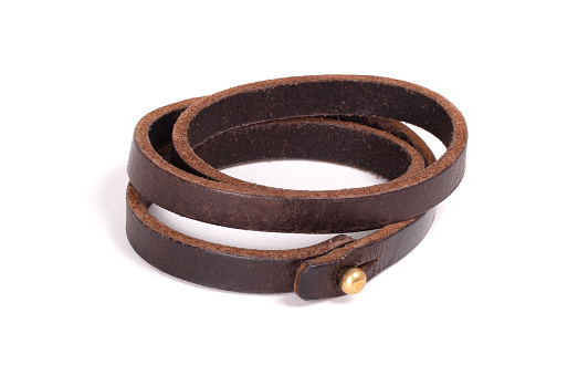 Leather wristband isolated on a white background