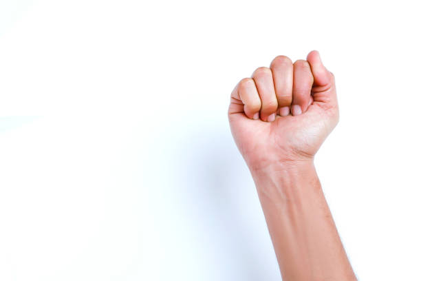 istock Multiple male caucasian hand gestures isolated over the white background 1201365556