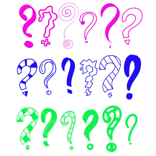 Question mark. Hand drawn set of doodle question marks. Vector illustration for icon background, document design. Cartoon sketch style blue interrogation green ask, pink questions drawn by pen marker Question mark. Hand drawn set of doodle question marks. Vector illustration for icon background, document design. Cartoon sketch style blue interrogation green ask, pink questions drawn by pen marker german currency stock illustrations