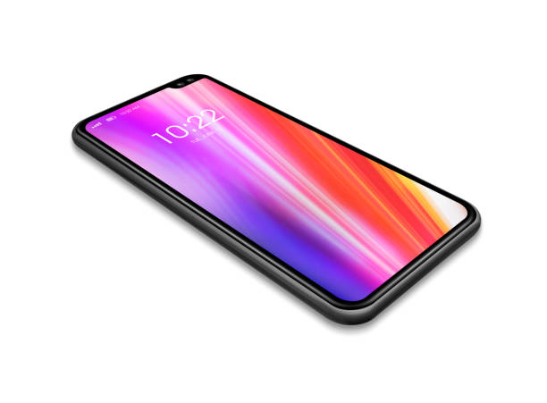 istock All-screen colorful smartphone mockup isolated on white. 3D render 1201366640