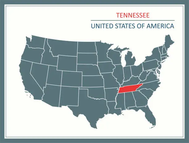 Vector illustration of Tennessee outline vector map USA printable