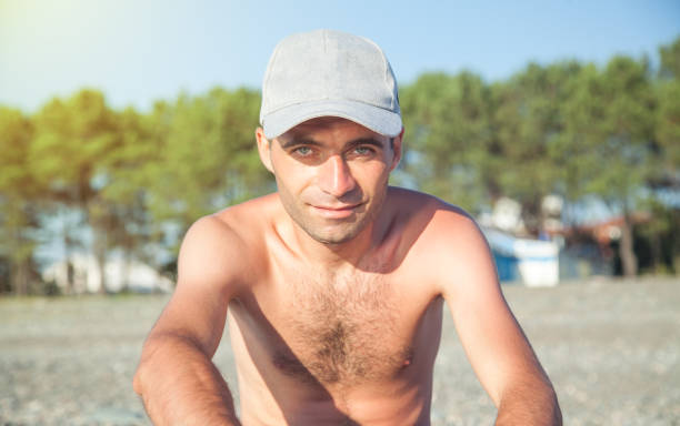 istock Caucasian man on the beach. Summer 1201381444