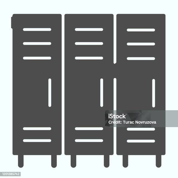 Lockers Solid Icon Three Little Lock Doors Of Cloakroom Vector Illustration Isolated On White Dressing Room Glyph Style Design Designed For Web And App Eps 10 Stock Illustration - Download Image Now