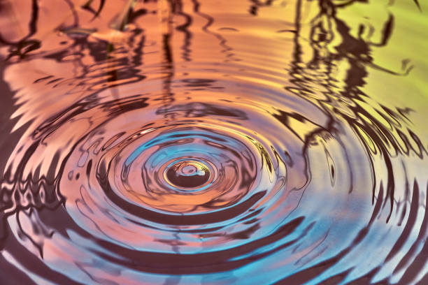 istock Raindrops fall on the surface of the water 1201386837