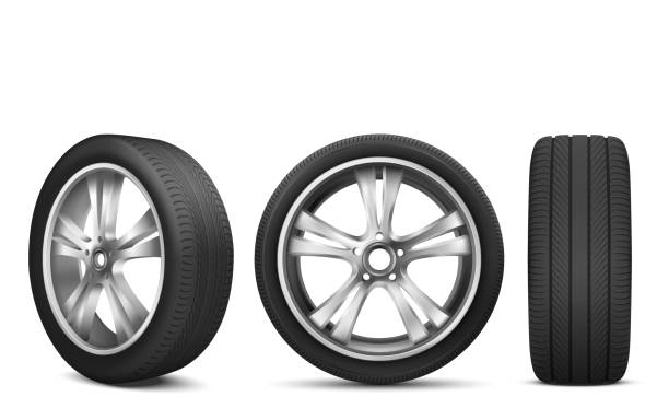 istock Sport car wheel with japanese steel disk 1201390757