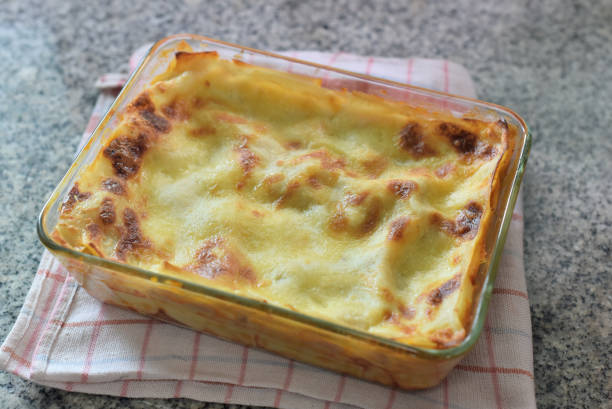 istock Lasagna in glass bowl, Italian cuisine 1201390838