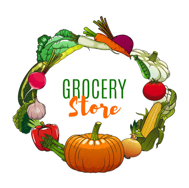 warzywa, wegetariański rynek spożywczy, sklep spożywczy - vegetable leek kohlrabi radish stock illustrations