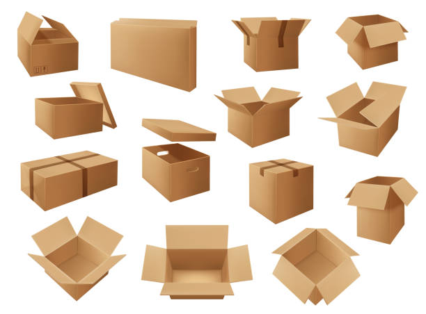 ilustrações de stock, clip art, desenhos animados e ícones de cardboard packages, delivery boxes, parcels, packs - cardboard box