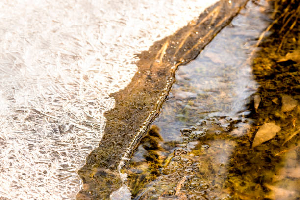 ice on a creek in winter