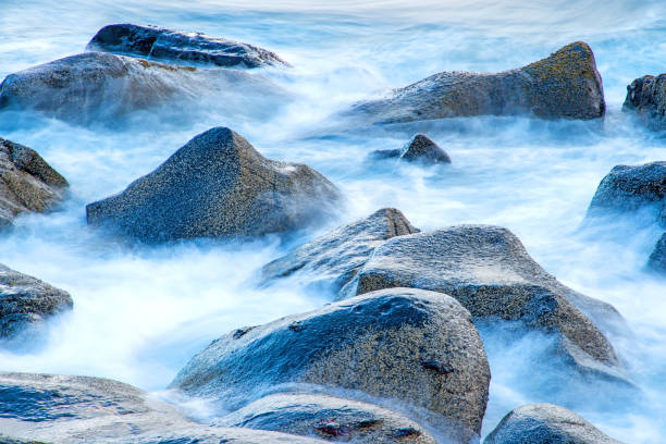 surf of the atlantic ocean in long time exposure