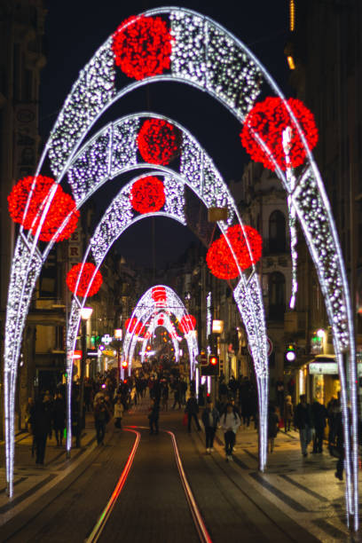 istock Christmas light in Porto city at night 1201394640