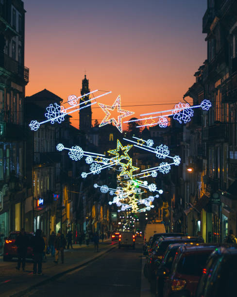 istock Christmas light in Porto city at night 1201394701
