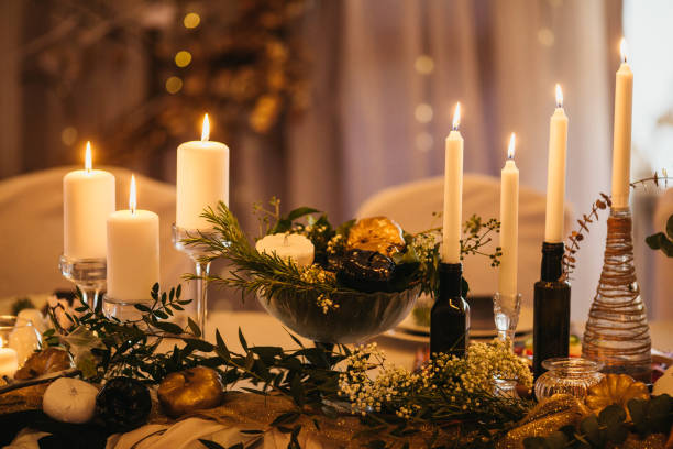 istock Candle light decoration at the wedding 1201395412