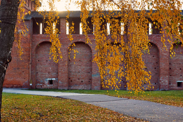 Zaraisk Kremlin on a frosty autumn day. The inner part of the Kremlin. October 2020, Zaraysk, Moscow region, Russia
