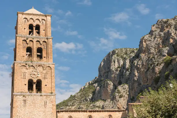 Photo of Bell tower of Church of Our Lady of the Assumption at Moustiers Sainte Marie, France