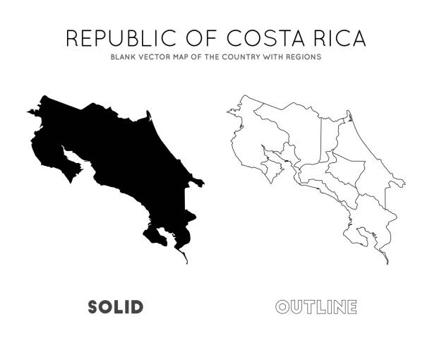 mapa kostaryki. - costa rica stock illustrations