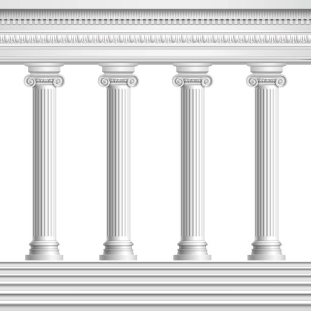 illustrazioni stock, clip art, cartoni animati e icone di tendenza di colonne antiche realistiche - stability architecture roman decoration