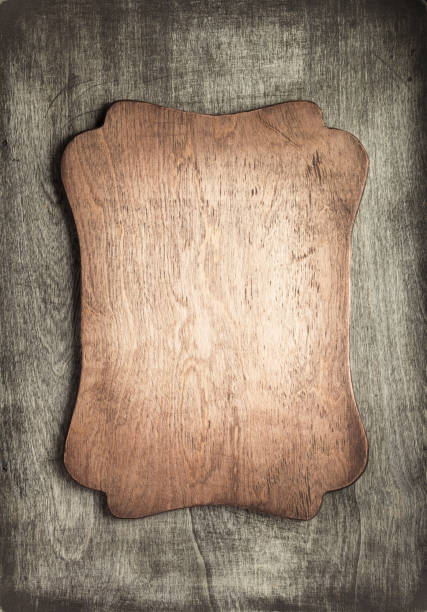 nameplate at wooden background texture, on plank board wall
