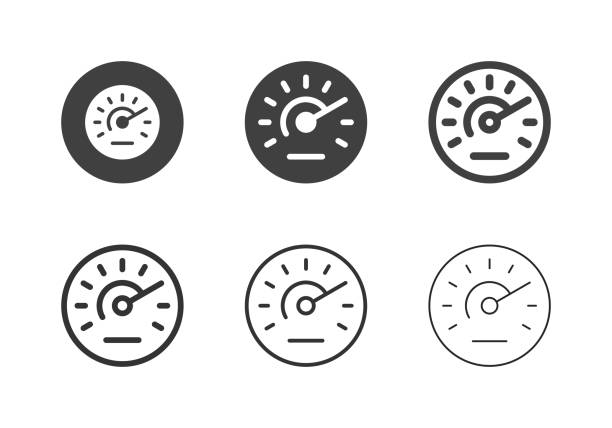 ilustrações de stock, clip art, desenhos animados e ícones de speedometer icons - multi series - speedometer odometer dial speed