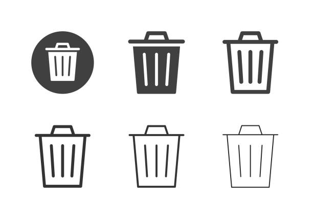 ilustraciones, imágenes clip art, dibujos animados e iconos de stock de iconos de lata de basura - serie múltiple - garbage dump