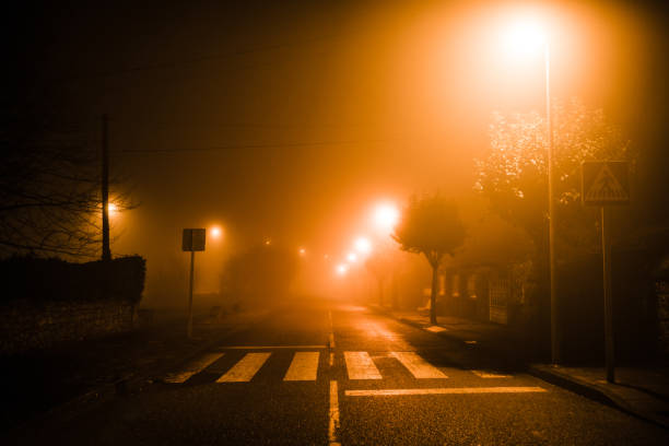istock Street at night under thick fog 1201418273