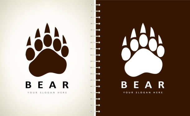 illustrations, cliparts, dessins animés et icônes de vecteur de patte d'ours. illustration animale. - paw print