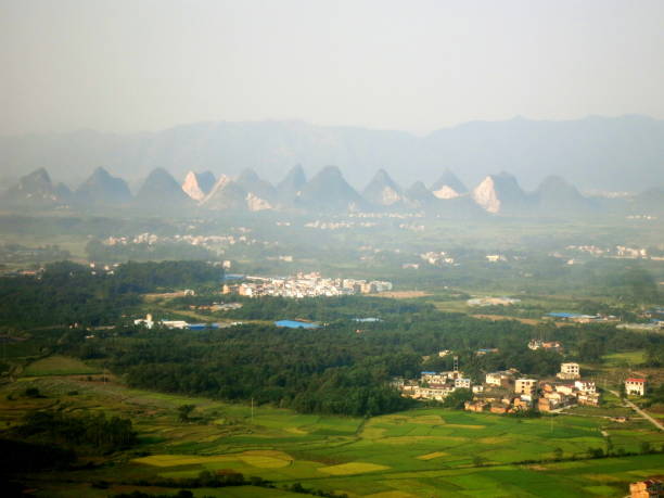 Colinnes de Guilin from the sky stock photo