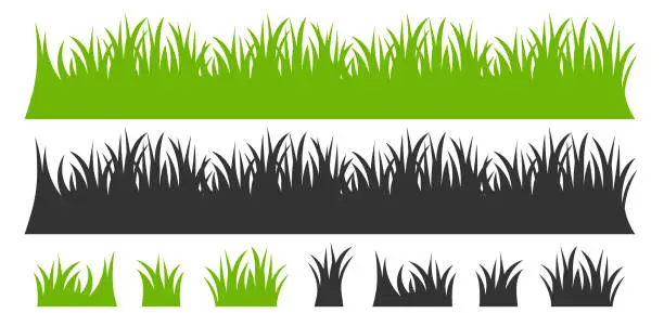 Vector illustration of Vector green lawn grass texture illustration: natural, organic, bio, eco label and shape on white background. Ground land grunge pattern.