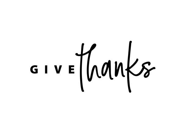 Thanksgiving typography. Give thanks hand painted lettering for Thanksgiving Day. Thanksgiving typography. Give thanks hand painted lettering for Thanksgiving Day. Thanksgiving design for cards, prints, invitations. Black text isolated on white background. grateful stock illustrations