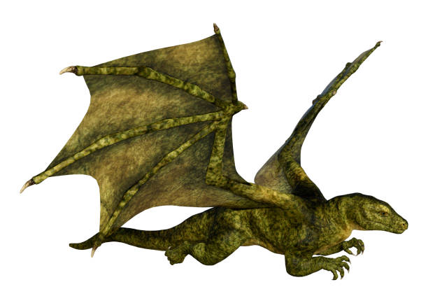 istock 3D illustration fantasy dragon on white 1201424720