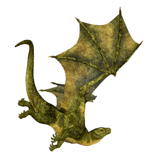 istock 3D illustration fantasy dragon on white 1201425945
