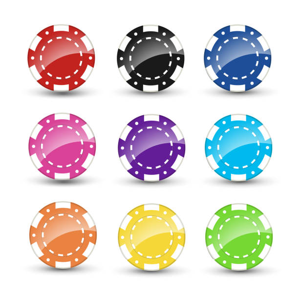 satz von poker-chips isoliert auf weißem hintergrund. - gambling chip gambling internet isolated stock-grafiken, -clipart, -cartoons und -symbole